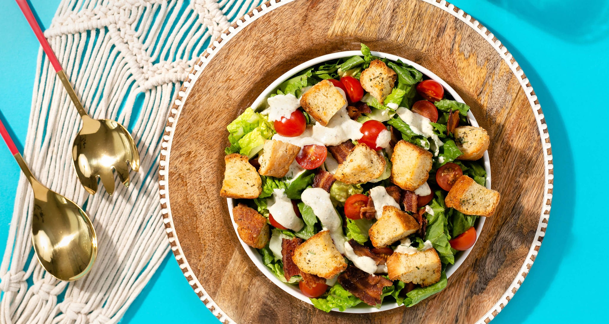 Summer Salad with Garlic Parmesan Croutons