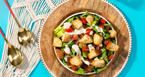 Summer Salad with Garlic Parmesan Croutons